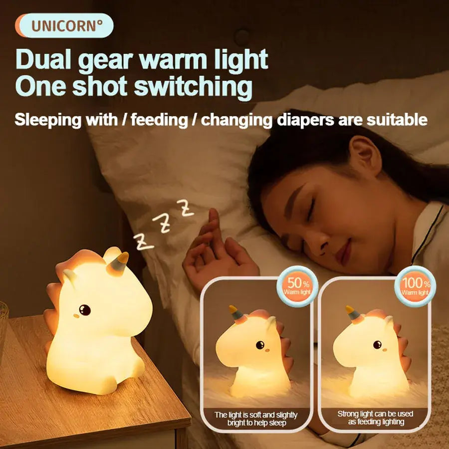 The KiddyGoods™ Silicone Cute Unicorn LED Night Light