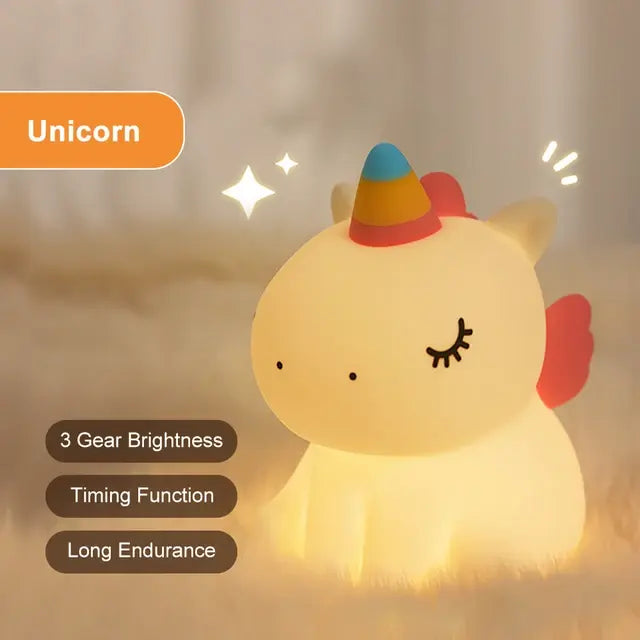 The KiddyGoods™ Silicone Cute Unicorn LED Night Light