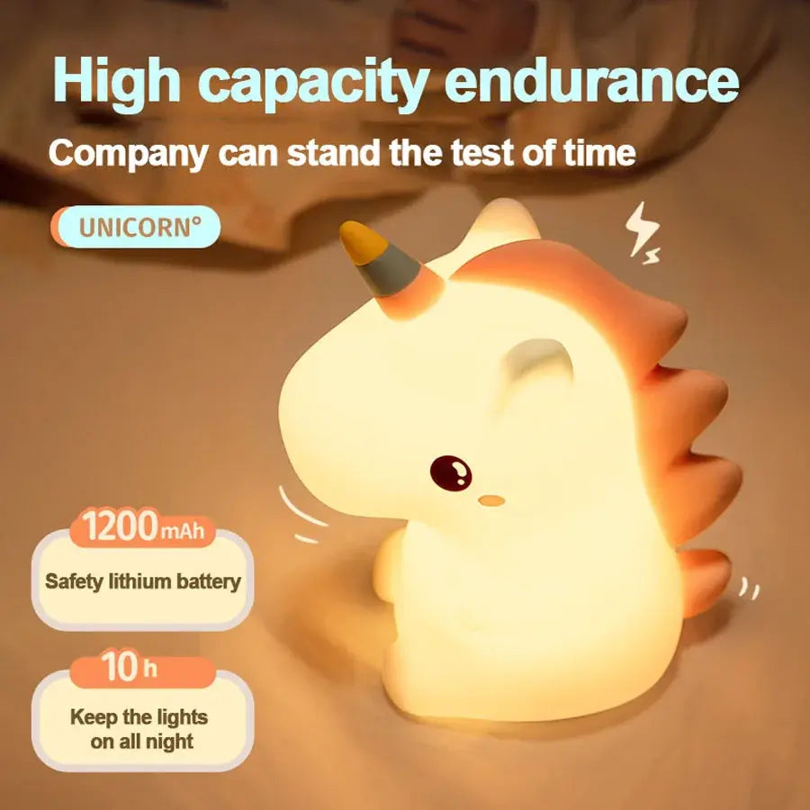 The KiddyGoods™ Silicone Cute Unicorn LED Night Light